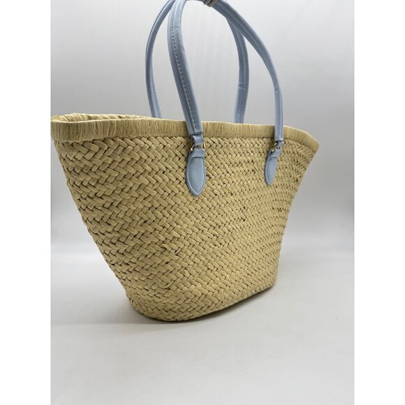 Macy's On 34th Isabellaa straw drawstring large beach tote - Light blue/Natural - Picture 8 of 10